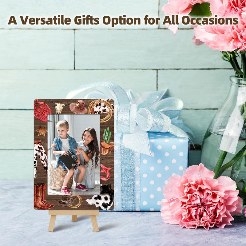 OXRUN Wild Western 4x6 Picture Frame, Cowboy Wooden Photo Frame with Easel, Display Photo Insert, Newborn Gifts, Nursery Decor - A08 - Image 5